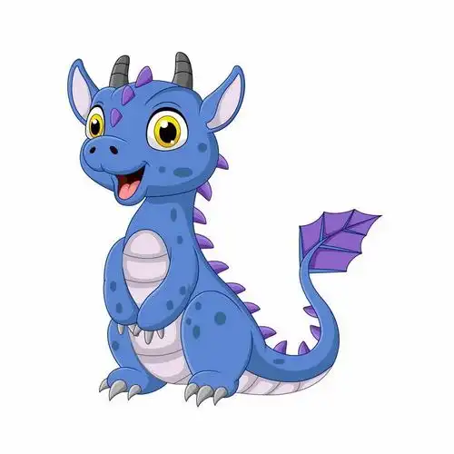 紫色的可爱卡通西方飞龙png图片免抠矢量素材