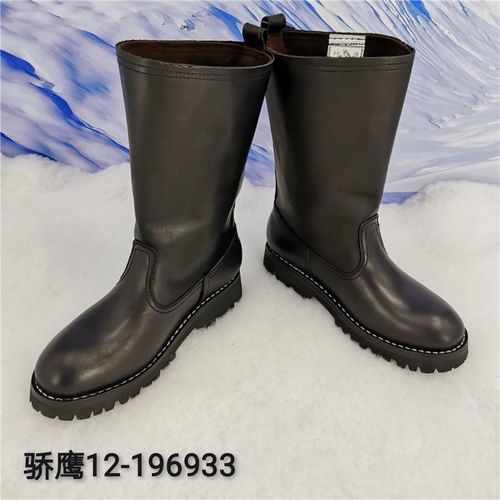 骄鹰圆头男款牛正面皮中筒厚底马靴蒙古靴黑色春秋民族风素面皮靴