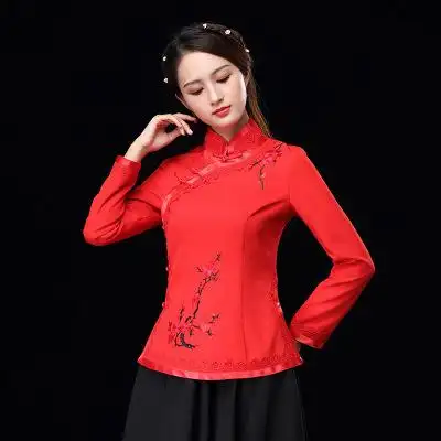 唐装女上衣秋冬款长袖复古时尚中式汉服刺绣端庄大气妈妈装旗袍