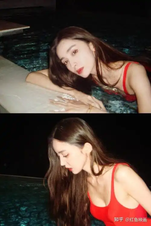 娜扎红色泳衣性感写真