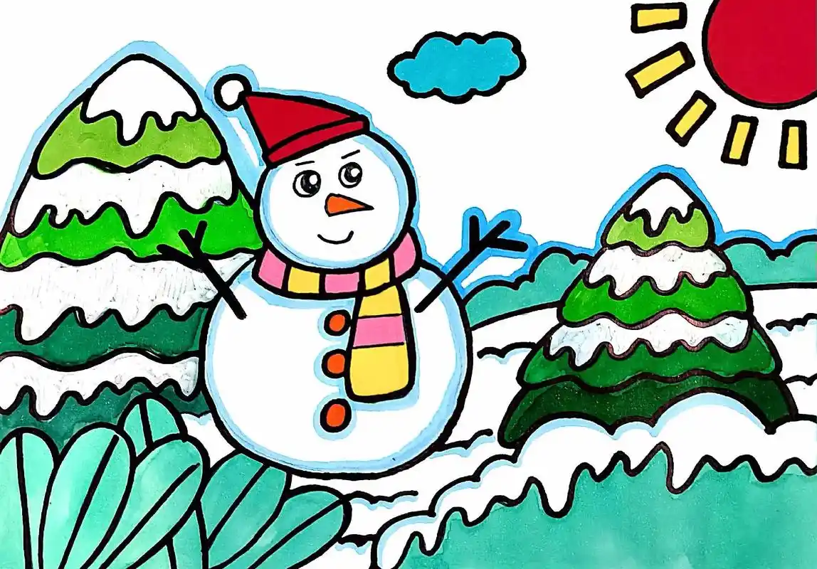 立冬主题画,冬天小雪人主题简笔画 .立冬主题画,冬天小雪人主 - 抖音