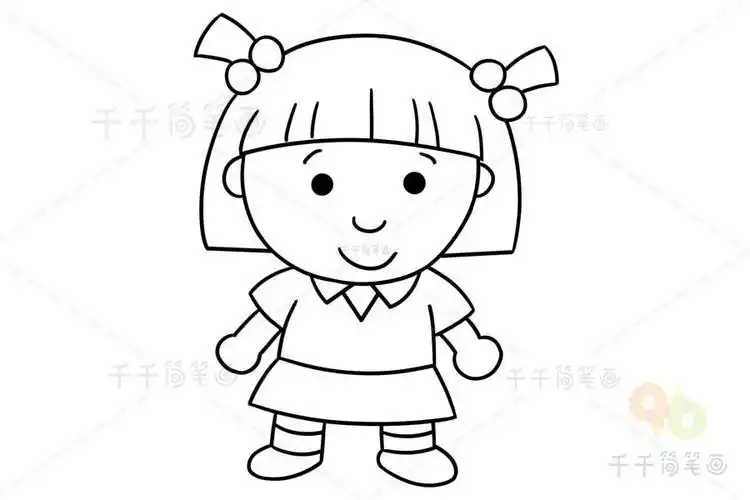 娃娃卡通简笔画可爱的女孩