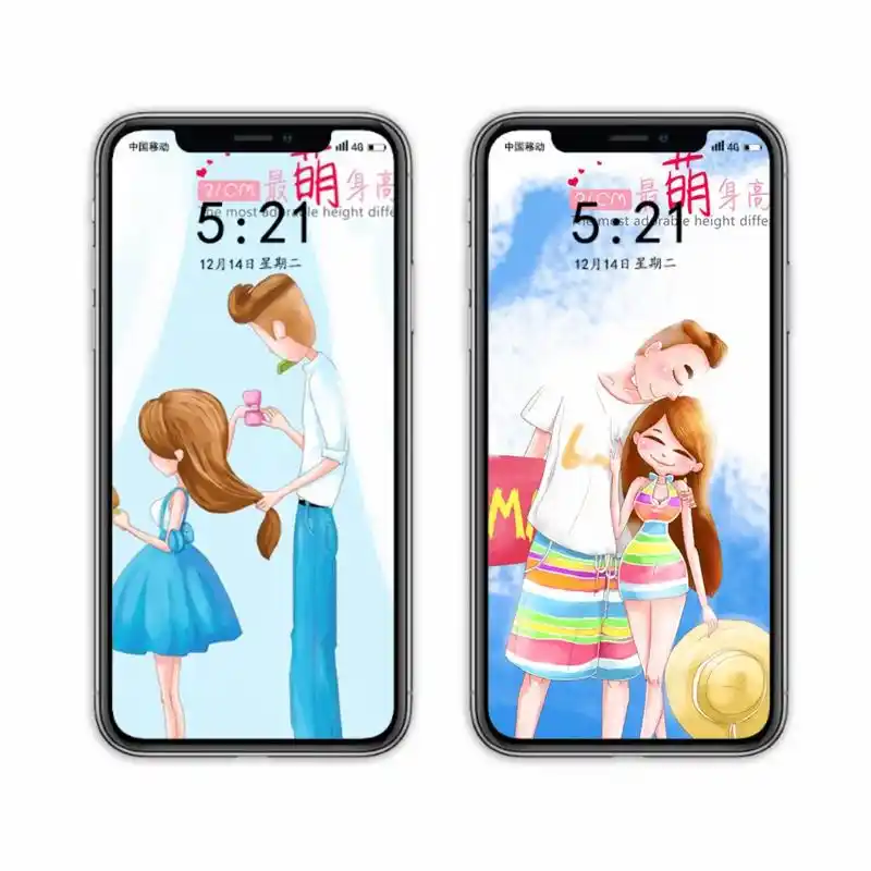 96最萌身高差情侣壁纸95这是恋爱中最甜的高度吧 #漫画壁纸 - 抖