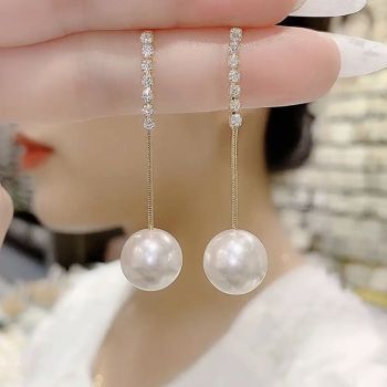 花朵耳环女韩国气质长款耳坠吊坠个性简约流苏耳钉饰品a级珍珠耳环