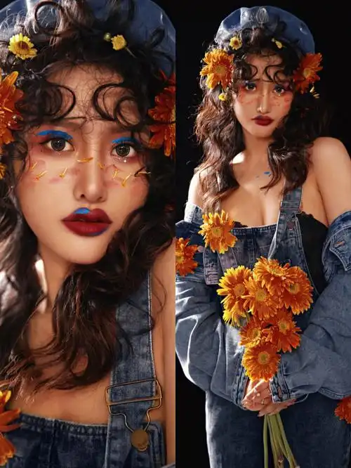 彩妆相结合甜酷撩人的同时又不失可爱妆容与个性的穿衣风格十分凸显