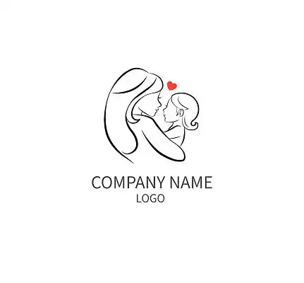 红色母婴哺乳区标志logo设计psd