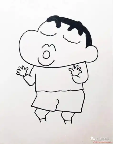 腊笔小新爸妈简笔画