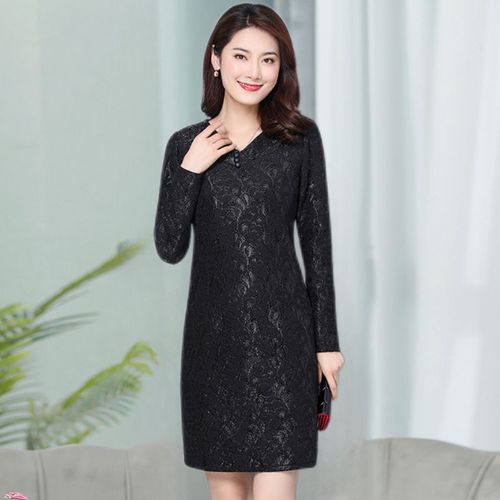 品牌专柜正品连衣裙中年女士高贵夫人婆婆妈妈参加婚礼服洋气秋季