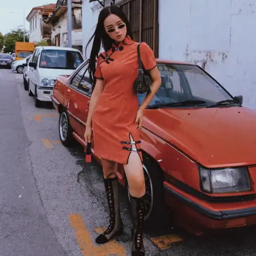 落离莲的日常轻熟风旗袍改良版连衣裙元素港风暗黑系女装修身性感