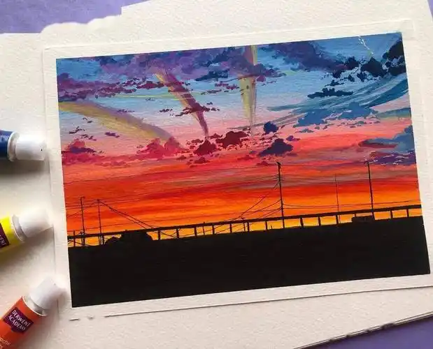 彩铅风景画作品浪漫有意境的风景手绘唯美彩铅风景图片