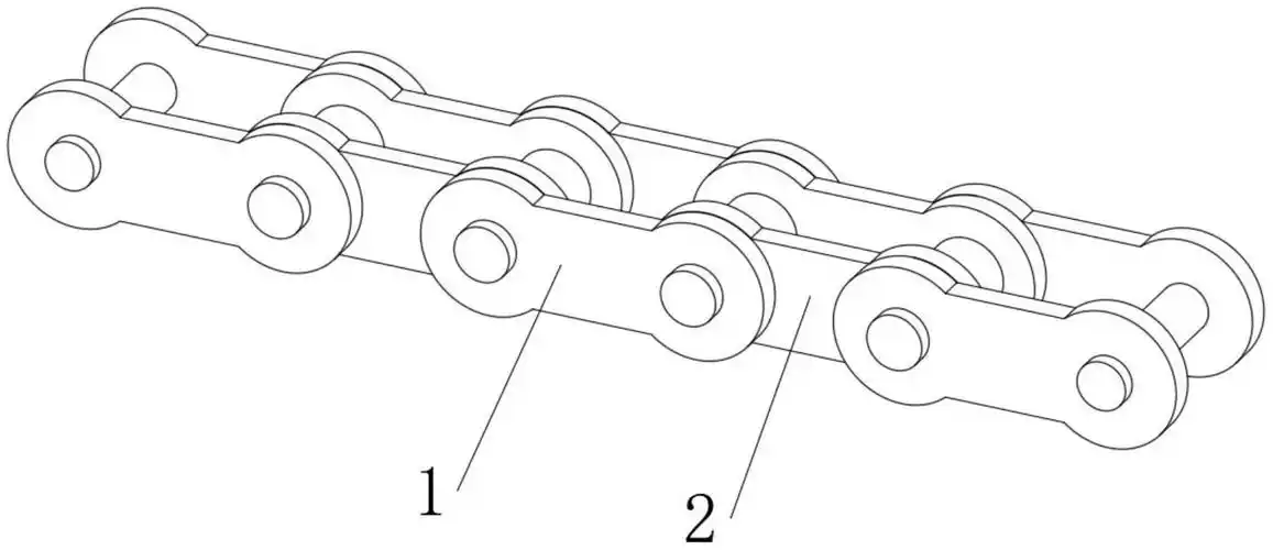 的链条,包括外链板与内链板,所述外链板与内链板均呈平行对称式结构