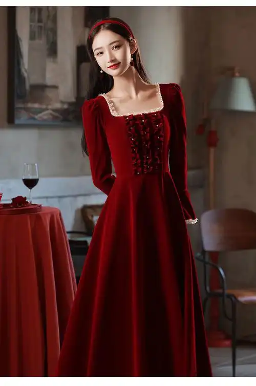 浪莎2022新款夏装结婚敬酒服新娘新款丝绒订婚礼服女宴会高贵优雅气质