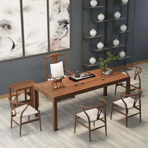 伴侣茶桌椅组合功夫茶台桌套装家用实木茶几简约现代新中式禅意泡茶桌