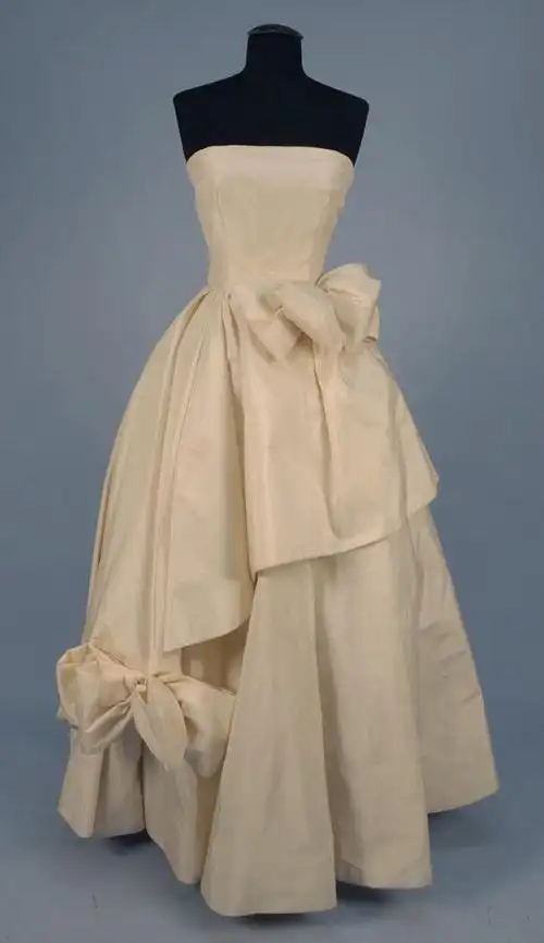 雅顿露肩丝绸礼服,1950s