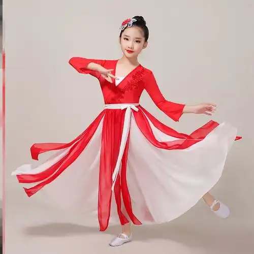 舞蹈儿童万疆服饰古典演出服女童中国舞身韵纱衣儿童演出服