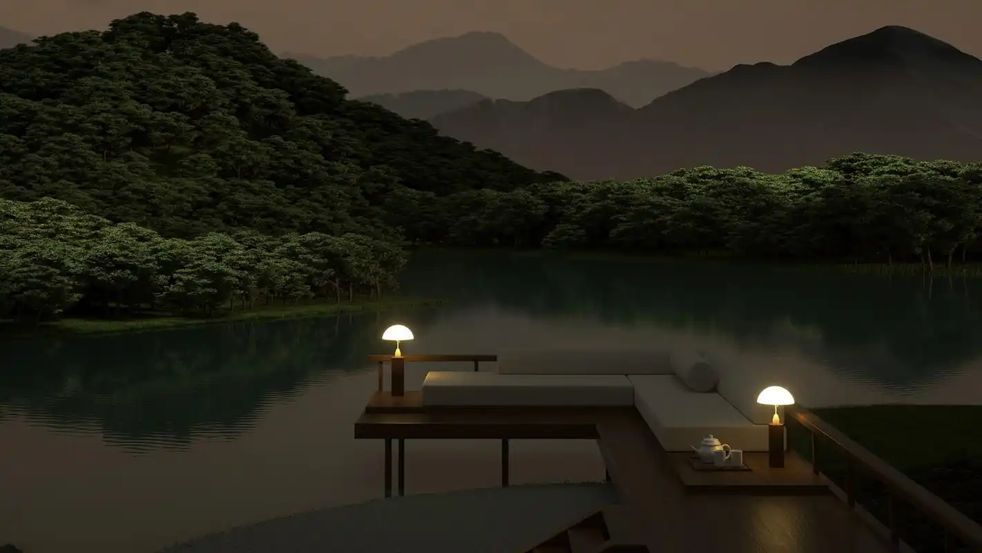 湖畔 度假 晚上 风景壁纸高清大图预览1920x1080_风景壁纸下载_墨鱼