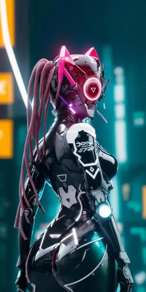 ai绘画壁纸:机械世界的叛逆者,赛博朋克机械人,原图画质