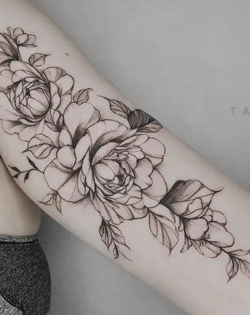 素花纹身图片_手臂小清新纹身图案