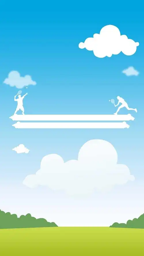 蓝色小清新运动网球psd分层h5背景素材