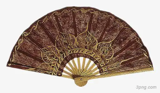 咖色金色花纹扇子