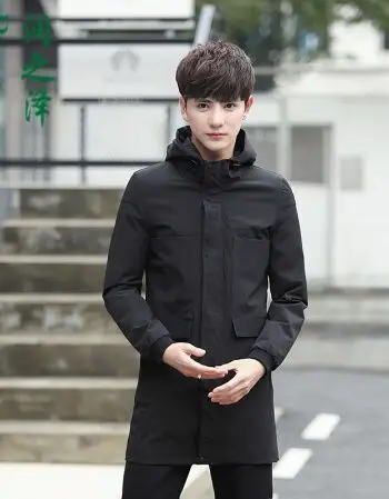 风衣新款男中长款2017秋季男士韩版修身春秋装连帽潮男装大衣褂子