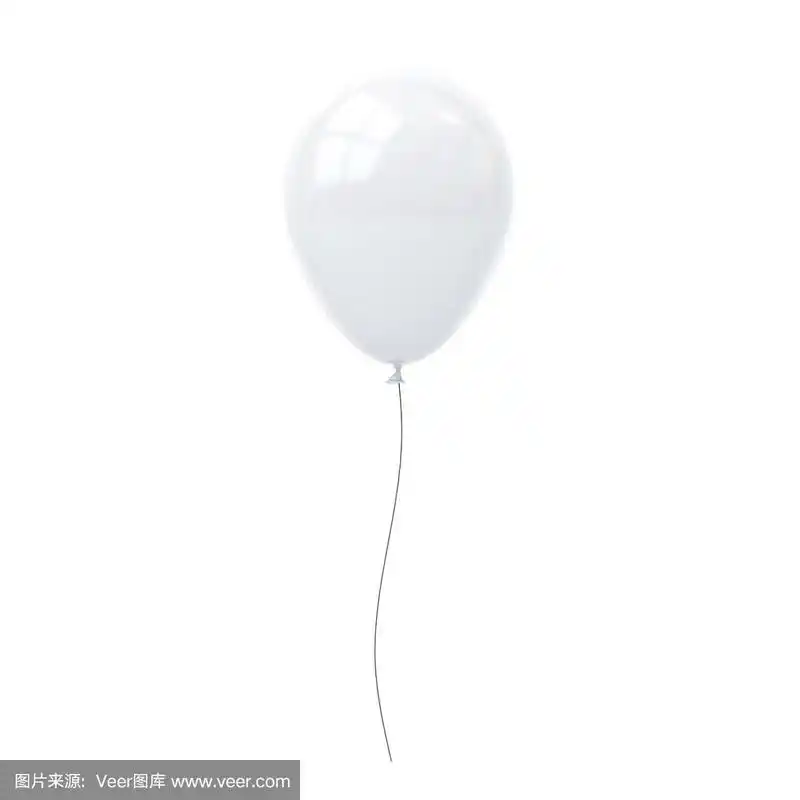 白色气球孤立在白色背景与窗口反射.三维渲染