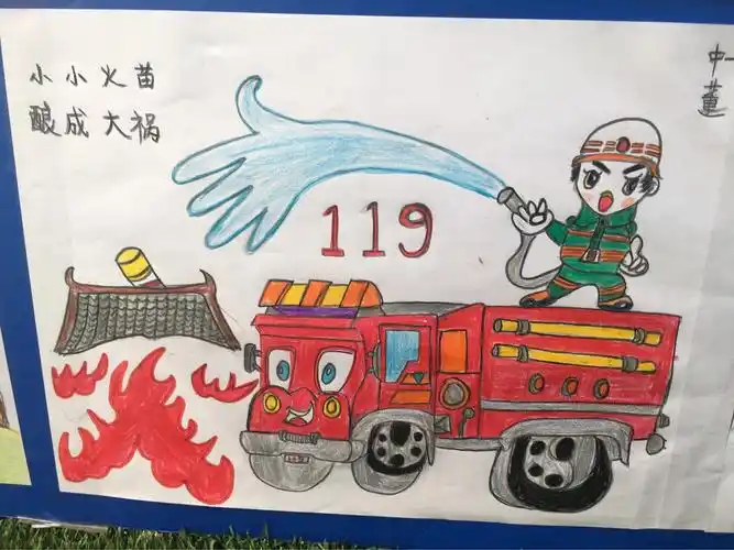 消防安全牢记心间——抚宁区直属机关幼儿园消防亲子画展示