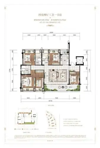 望江府a户型,望江府4室3厅3卫 180.59㎡户型图,朝向-重庆凤凰网房产