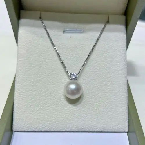 11-12mm纯银s925天然爱迪生淡水珍珠吊坠王妃肖邦链项链微瑕包邮