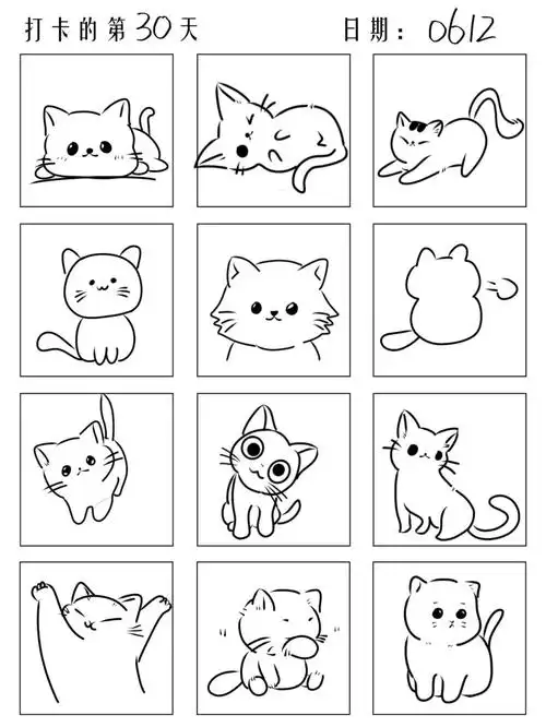 手残党简笔画【30/100】猫猫92简笔画