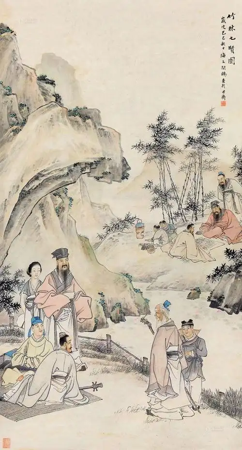 精品国画《竹林七贤》欣赏