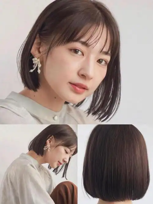 时下流行的前长后短的短bob发型