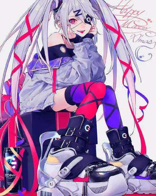 清冷又甜酷的二次元少女插画,酷中带着一点小可爱