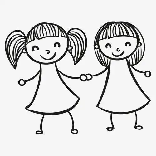 和小伙伴在一起的简笔画