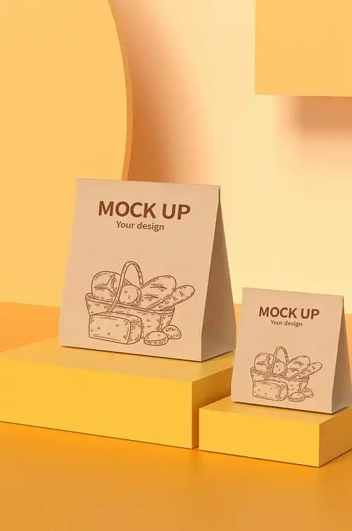 面包吐司烘焙牛皮纸袋封口包装样机