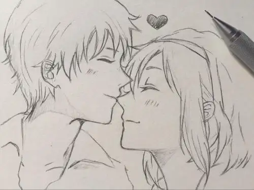 撒一波狗粮,素描画一对情侣