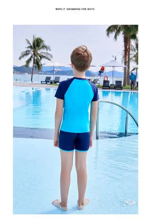 儿童泳衣男童泳裤小中大童字母泳衣男孩宝宝大码速干泡温泉游泳裤