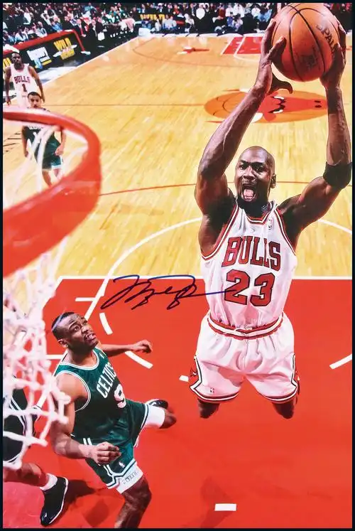 13238空中飞人迈克尔乔丹michaeljordan亲笔签名照附证书