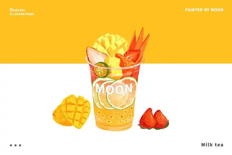 奶茶/果茶手绘插画