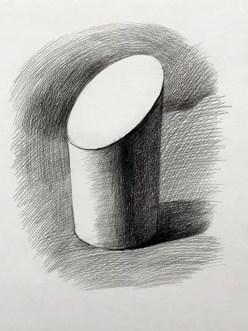 素描基础系列|斜切圆柱体超详细绘画教程 超详细的素描斜切圆柱体步骤
