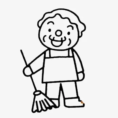 的女孩简笔画儿童简笔画 扫地的保姆简笔画图片扫地动画人物简笔画