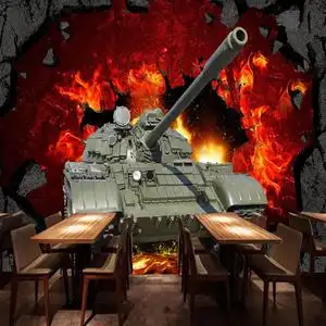 3d立体迷彩军事战争背景墙壁纸军旅主题ktv酒吧网吧网咖坦克墙布