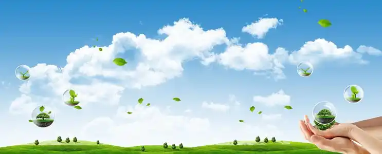 背景素材黄绿色创意简洁垃圾分类你我他爱护环境靠大家保护环境文化墙