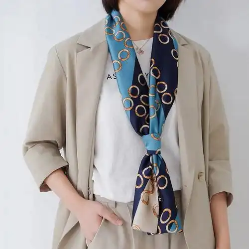 芭雅莲新品长条丝巾大气领巾细窄长条搭西装小丝巾女春秋薄洋气时尚