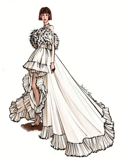 69时尚插画服装效果图国风礼服设计