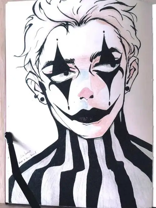 临摹 #画画   #绘画  #绘画日常  #针管笔手绘  #小丑