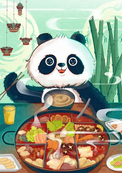 熊猫爱火锅|插画|商业插画|荒泷一斗_原创作品-站酷zcool
