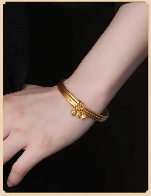 618提前购 玺阅珠宝 两世欢手镯女叠戴足金999传承镯古法手镯三生三世