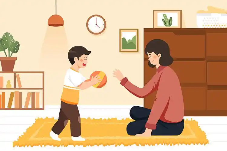 卡通母亲节宝宝亲子互动游戏背景矢量插画插画下载