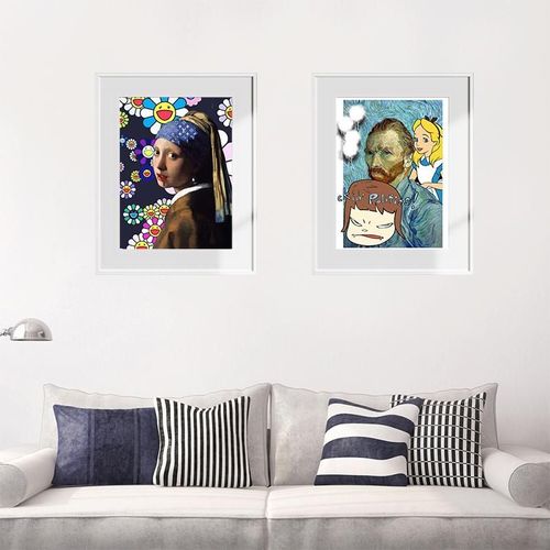 death nyc蒙娜丽莎潮牌挂画小红书签名精装裱版画现代欧美装饰画